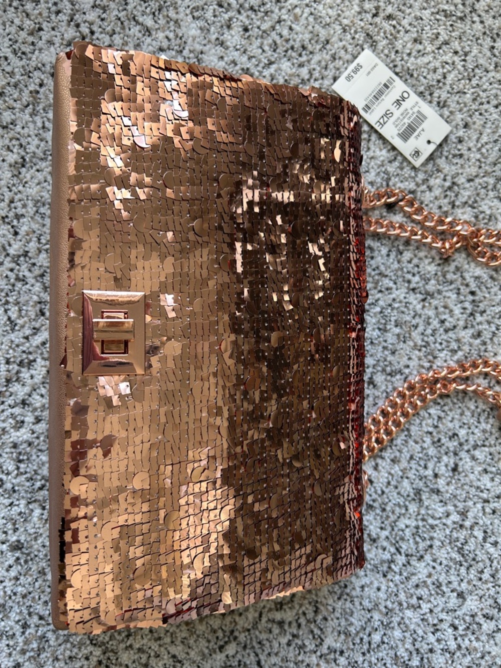 INC International Concepts Rose Gold Sequin Chain Shoulder Bag - Picture 3 of 9